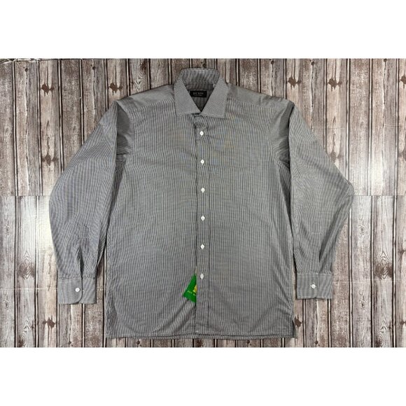 Jay Kos microcheck gingham Shirt sz 41 16 US M NWT black $ 320 Made in England - Picture 1 of 8